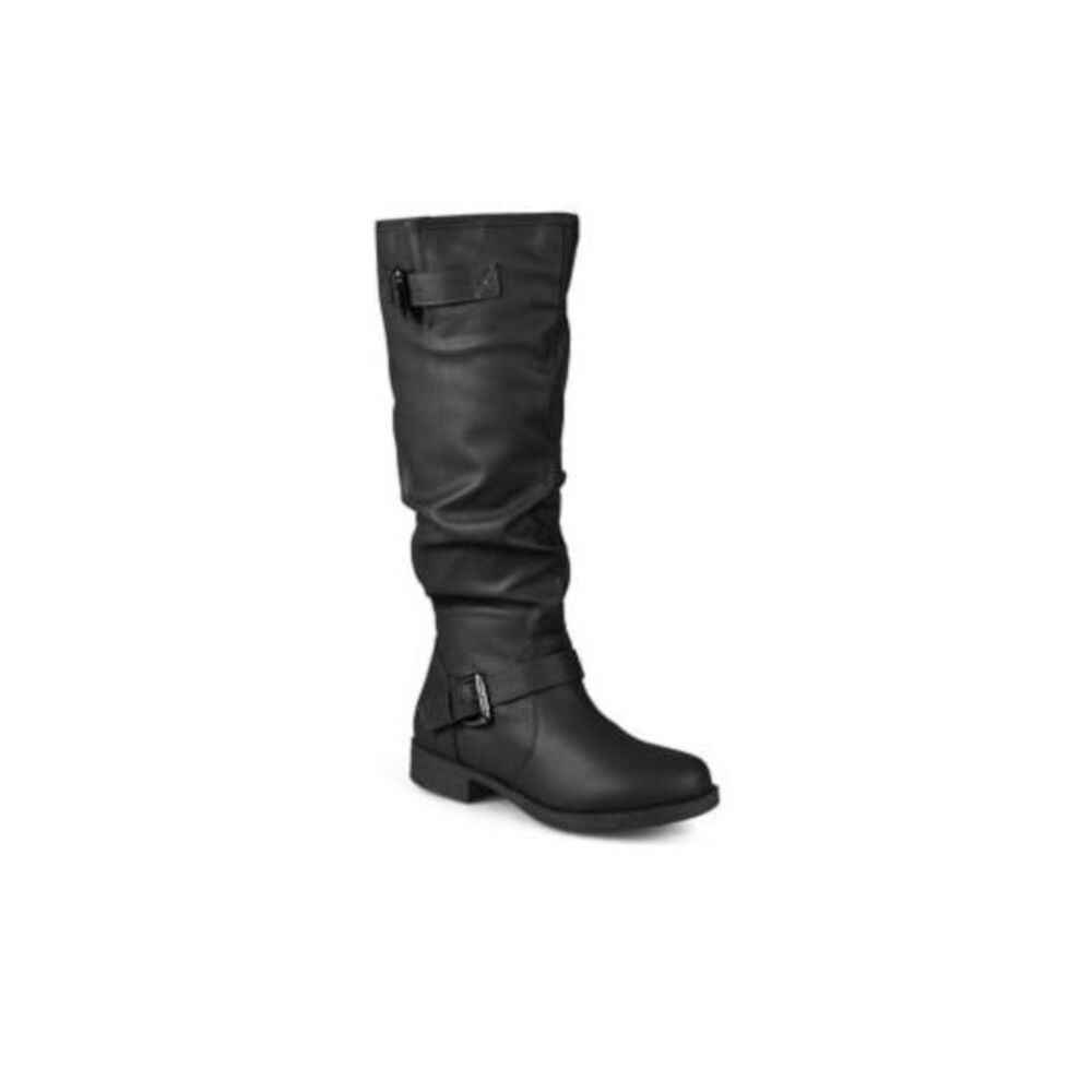 JOURNEE COLLECTION Womens Black Cushioned Buckle Accent Stormy Zip-Up Slouch 7